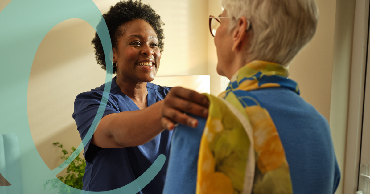 Caregiver and older adults picking out clothing