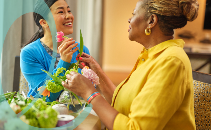 Women flower arranging